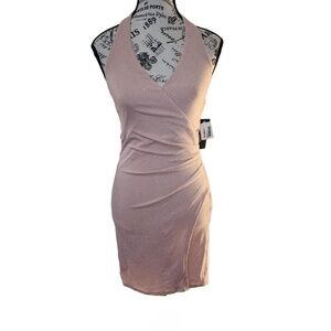 City Studios Blush Rose Metallic Mini‎ Halter Dress Size 1